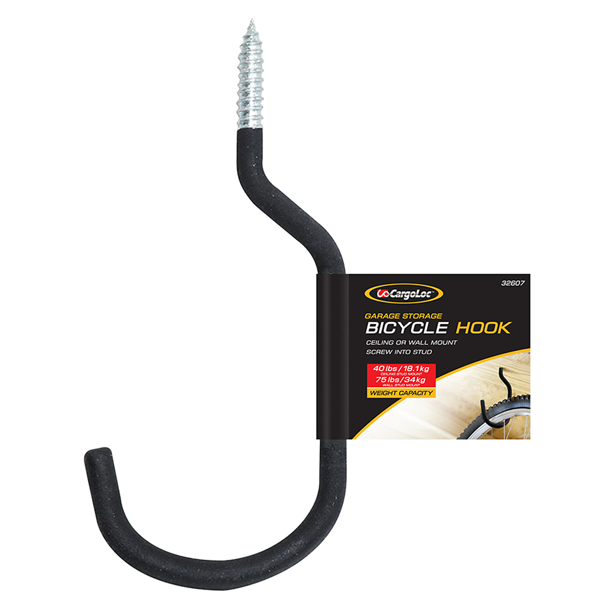 CargoLoc Screw-In Bicycle Hook — Heavy-Duty, Model# 32607